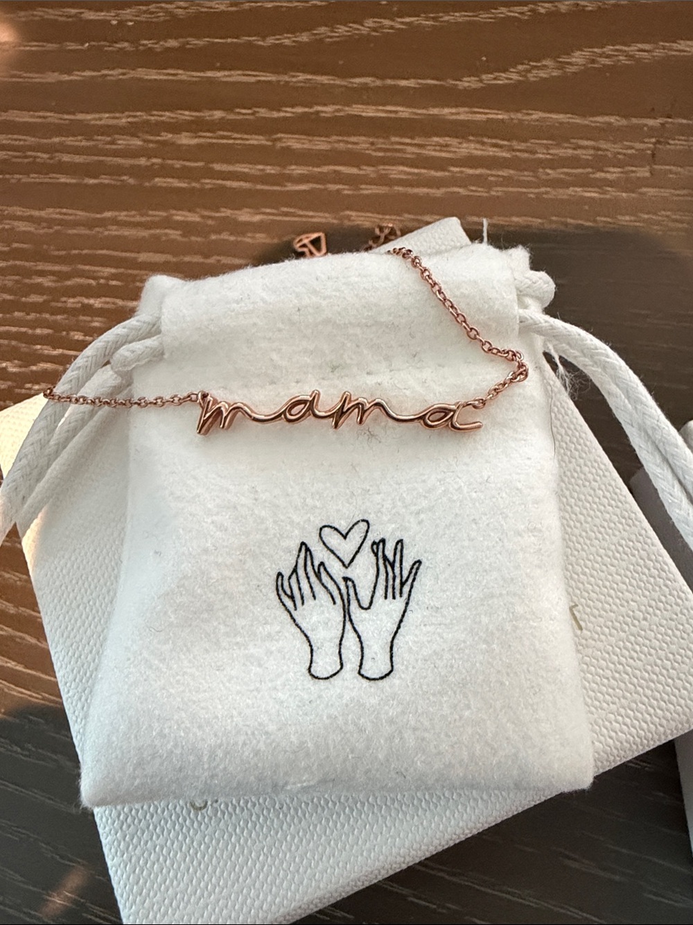 Mama Script Necklace in Rose Gold